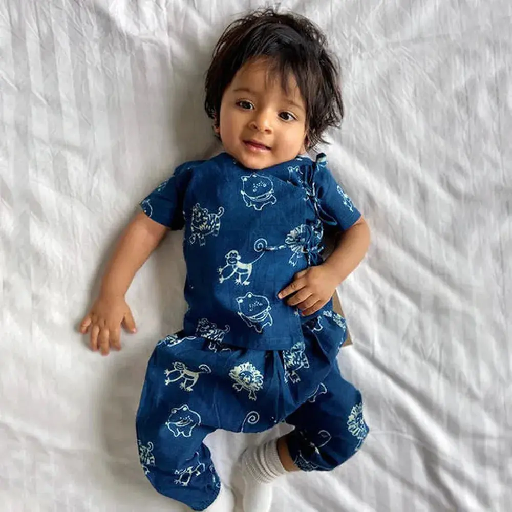 Whitewater Cotton Unisex Co-Ord Set | Indigo Zoo Angarakha And Pants 1