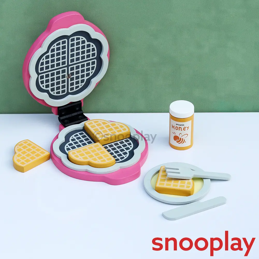 Playbox Wooden Waffle Maker Set - Pretend Play Cooking Set (3-7 Years) 1