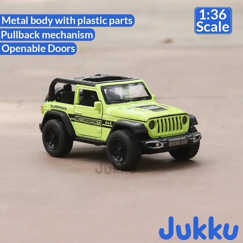 Jukku Resembling Wrangler Convertible Diecast Car - Pullback, Openable Doors & Bonnet | 1:36 Scale (3 Years Till Grown Ups) 2