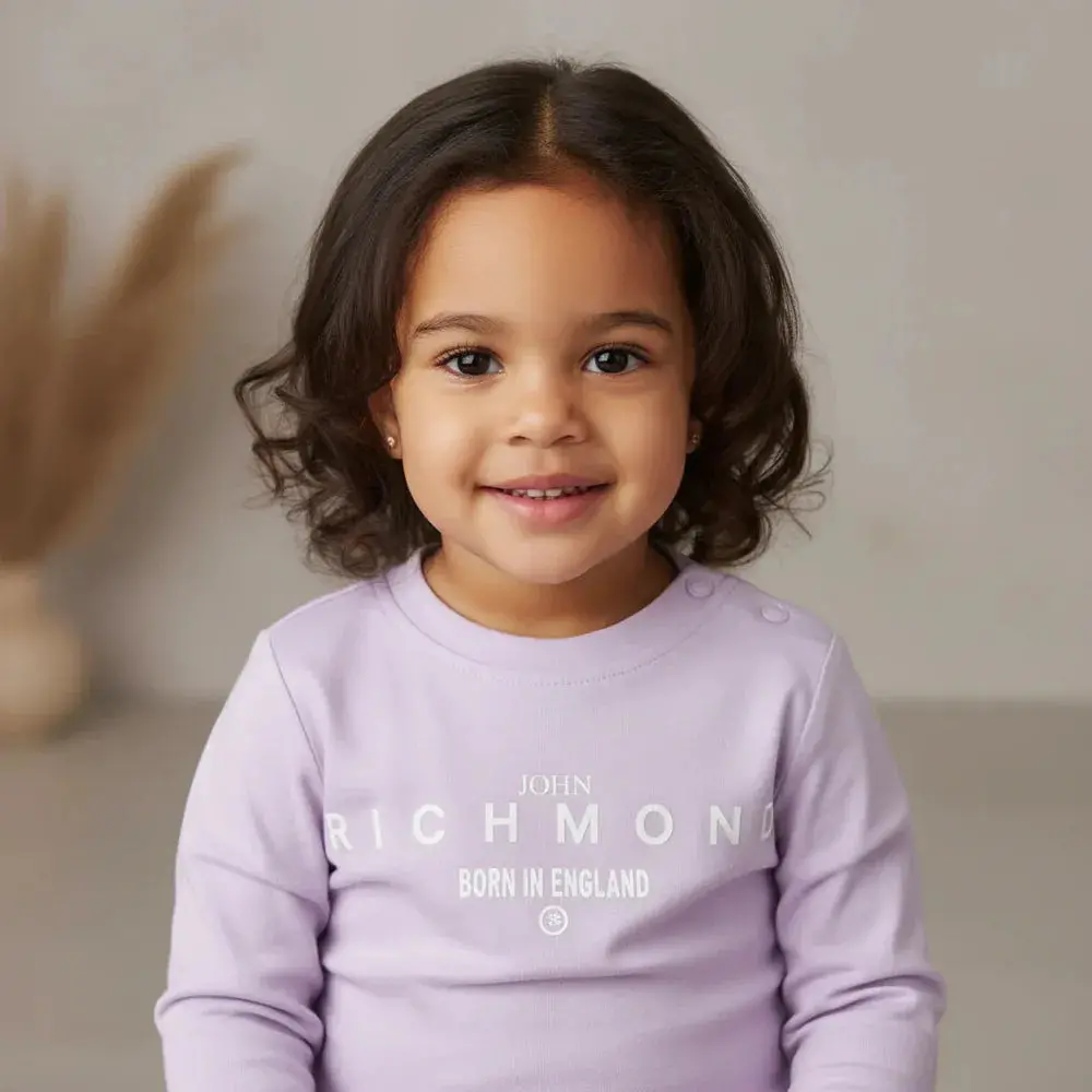 John Richmond Junior Purple Full Sleeve Graphic Logo T-Shirt (Girl) 1