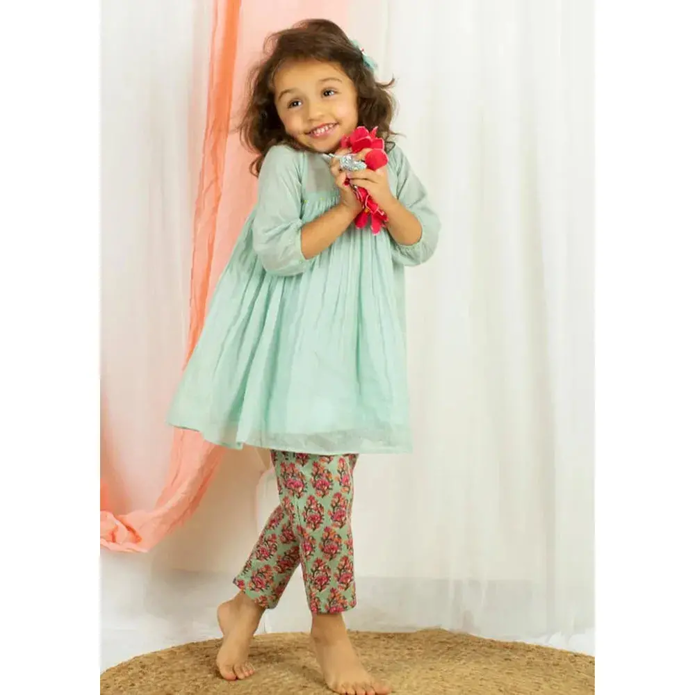Jovi Jiyara Mint Green Loose Fit Anarkali Suit Set 1