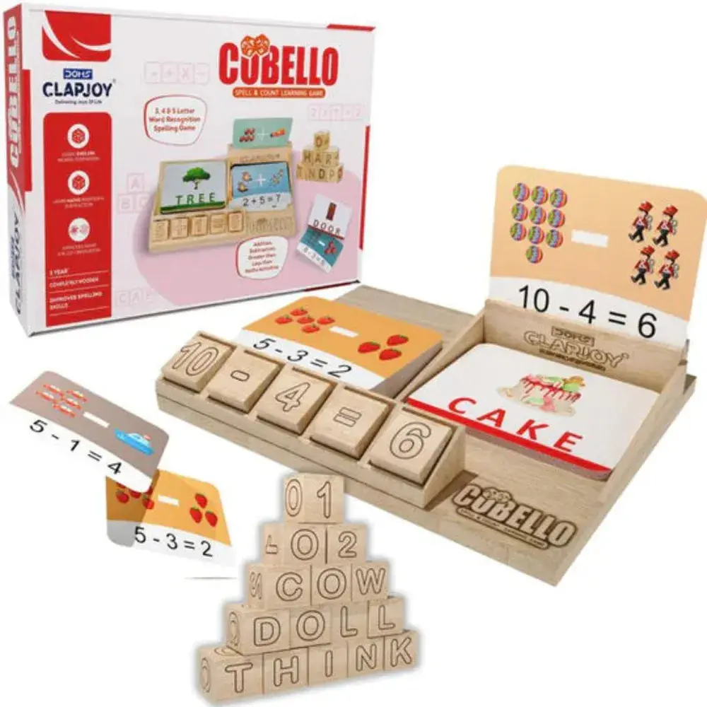Clapjoy Cubello Learn & Play: Math And Word Flash Card Game (3-7 Years) 1