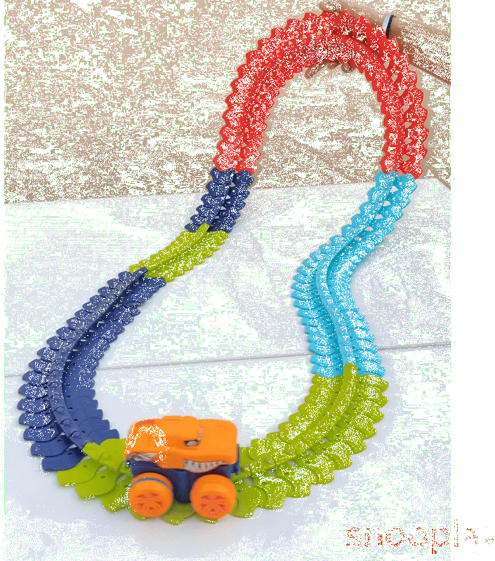 Dinosaur Bendable Track Set With Monster Wheels & Led Light - 102 Pieces (3-8 Years) 1