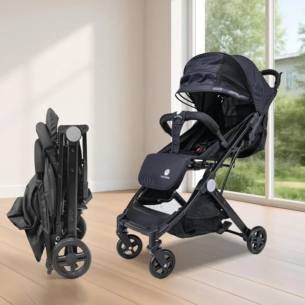 Tinyberg Baby Stroller With Shock Absorber Function | 360° Swivel Wheel | 5-Point Seat Belt And Large Storage Basket | Upto 25 Kg | B-Wagon 1