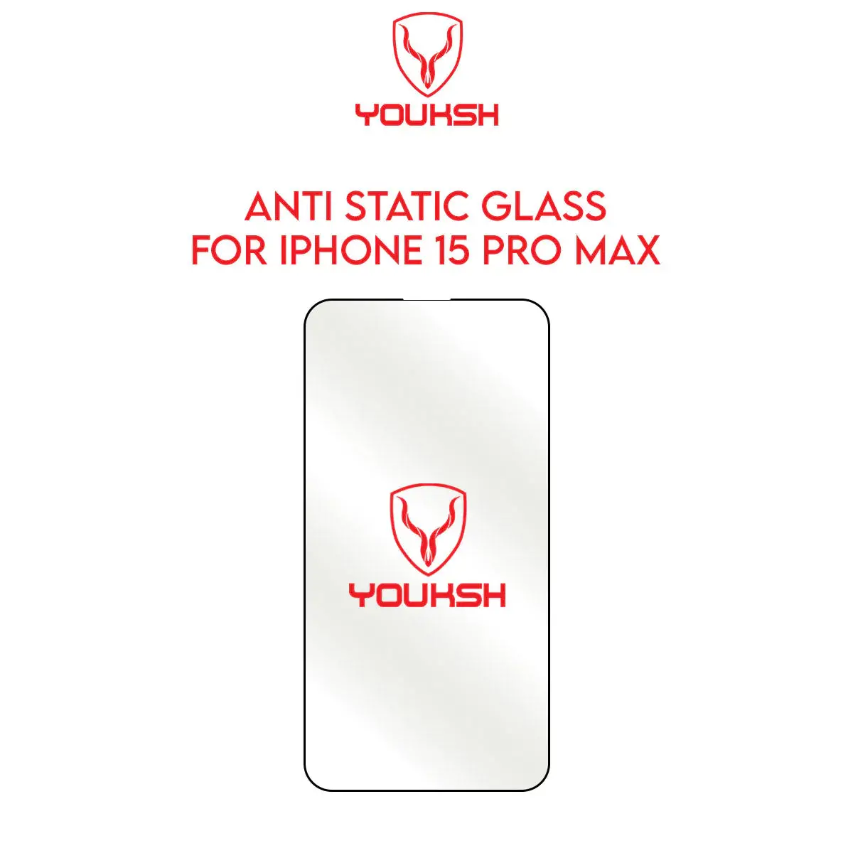 Youksh Apple Iphone 15 Pro Max Anti Static Clear Glass Protector With Youksh Installation Kit 1
