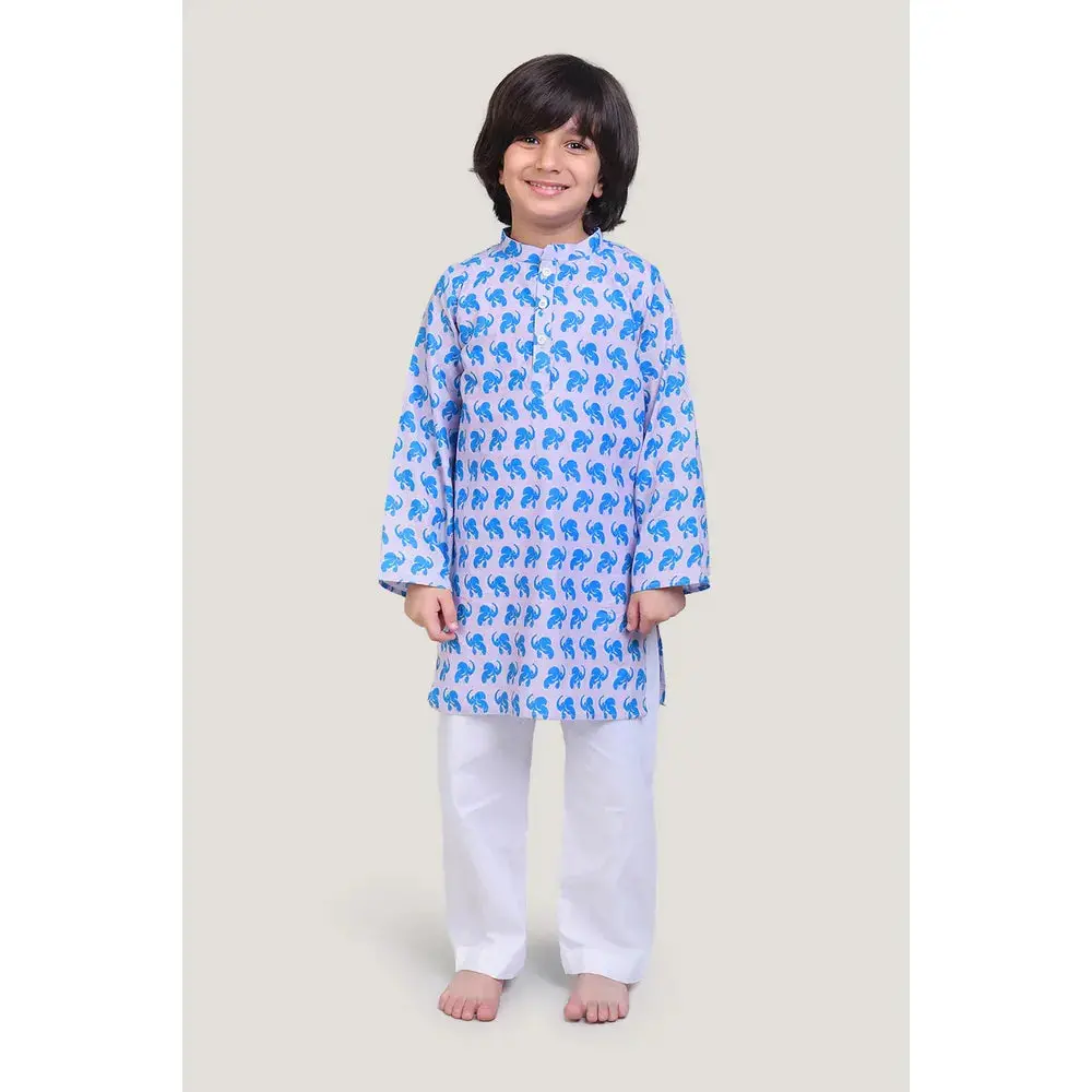 Story Tailor The Elephant & The Barking Dog- Boys Kurta Pajama Set 1