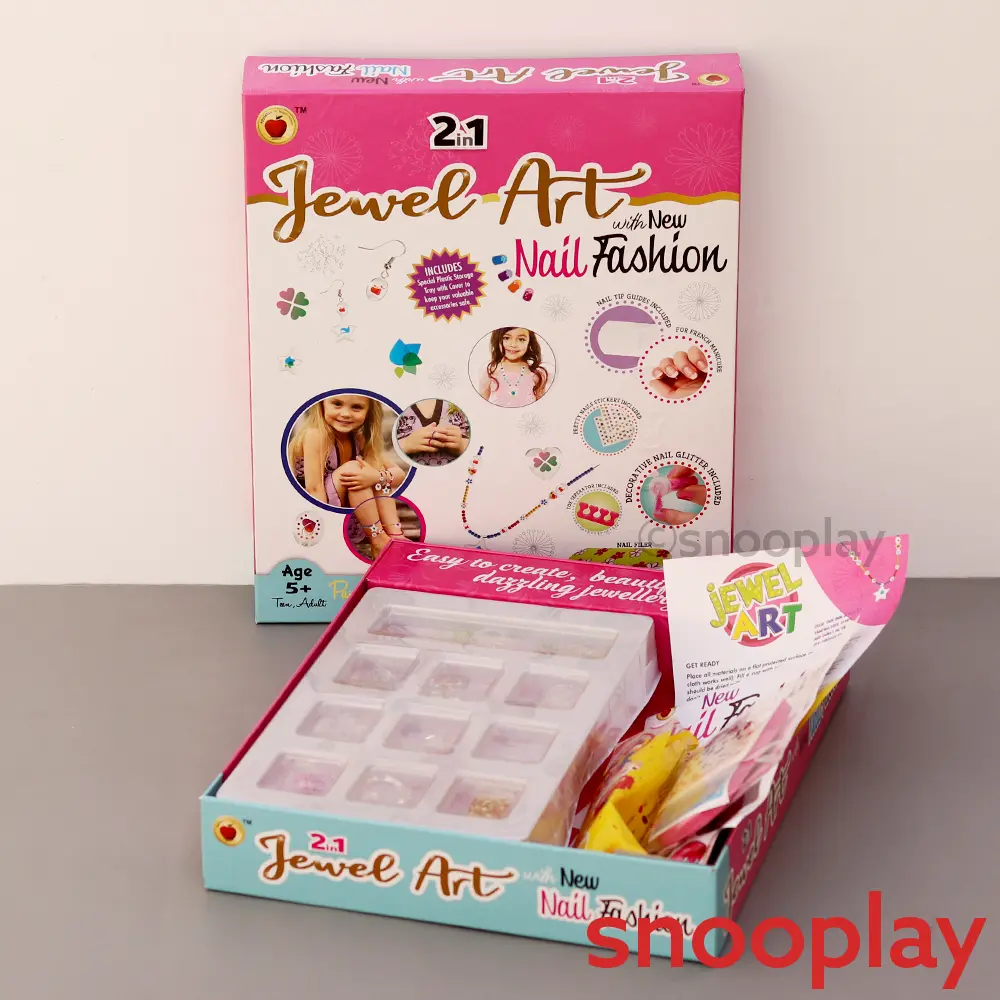 Applefun 'N' Learn 2 In 1 Diy Jewel Art Kit With New Nail Fashion - Paint & Create Your Own Jewellery (5-10 Years) 1