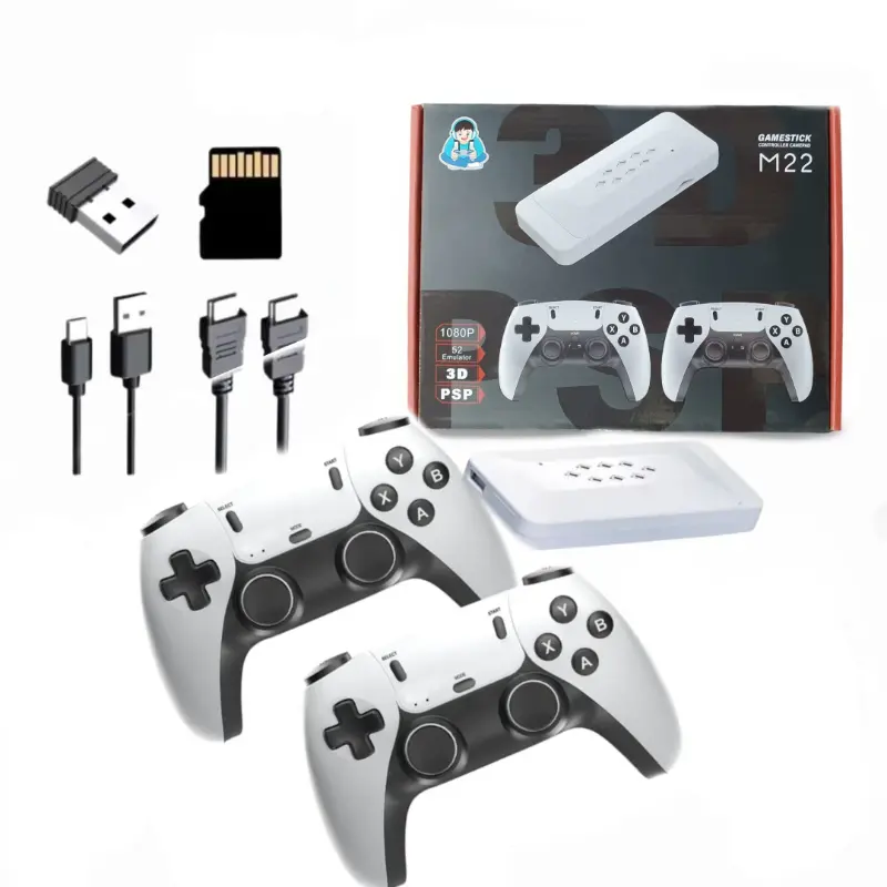 M22 Video Game Stick 4K 64G 30000+ Retro Games Dual Controllers | Supports 52 Emulators (Psp/N64/Ps1/3D/Arcade) 1