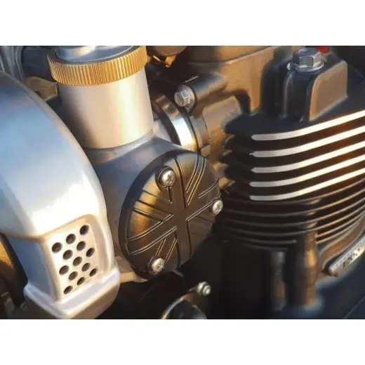 Motone Throttle Body Side Covers - Union Jack - Black 2