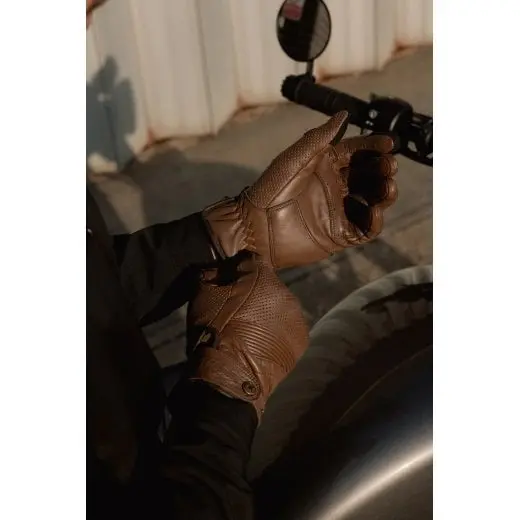 Motone Spectre - Motorcycle Riding Gloves - Analine Leather - Chocolate Brown 3