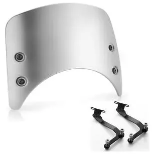 Rizoma Low Windscreen With Bracket Kit - Silver - Triumph Thruxton R / Rs, Speed Twin 1200 1