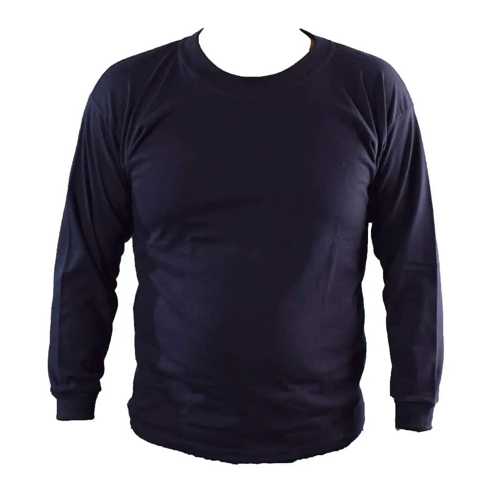 Blue Long-Sleeve Work Polo Shirt in Medium