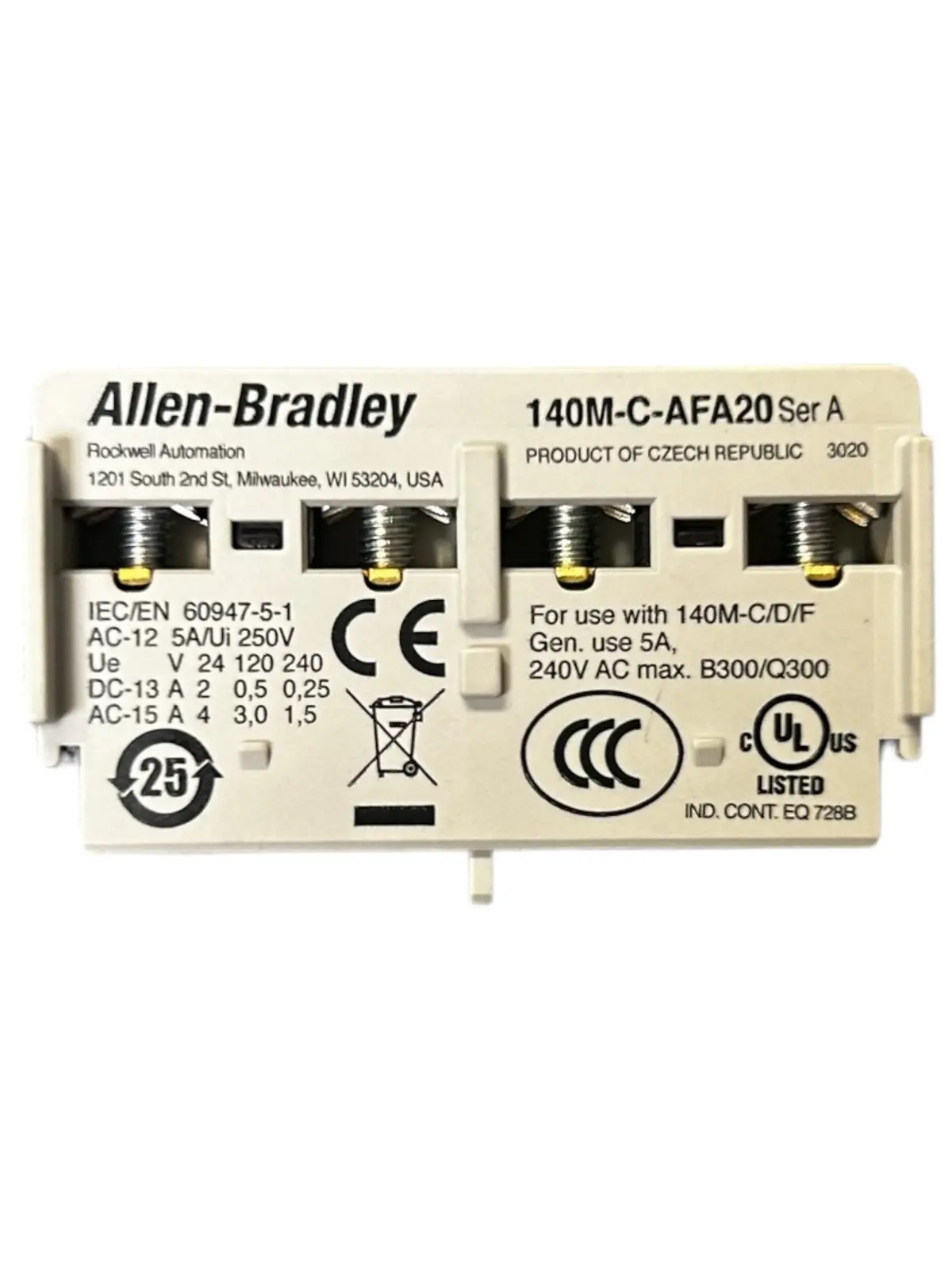Allen Bradley, 140M-M-Afa20, Internal Auxiliary Contact - New In Original Packaging 1