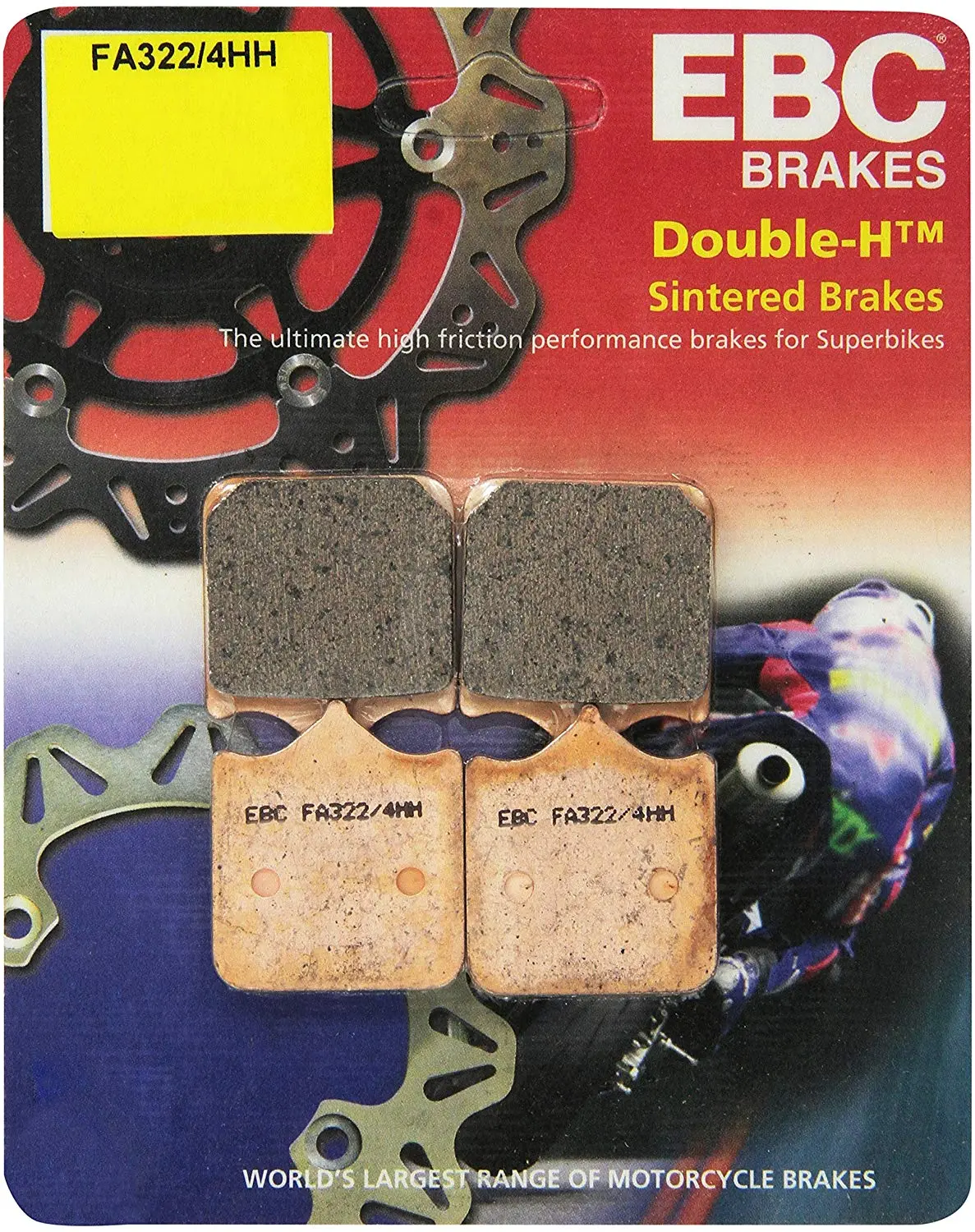 Ebc Sintered Hh Brake Pads - Fa322/4Hh - Front - 2018-2020 Triumph Speed Twin, T100, Street Twin, Speed Twin 900 With Brembo 1