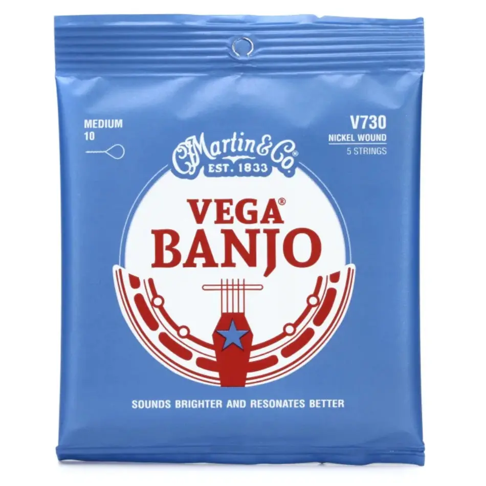 Martin V730 Vega - Steel/Nickel Banjo Strings - .010-.023 Medium 5-String (1 Pack) 1