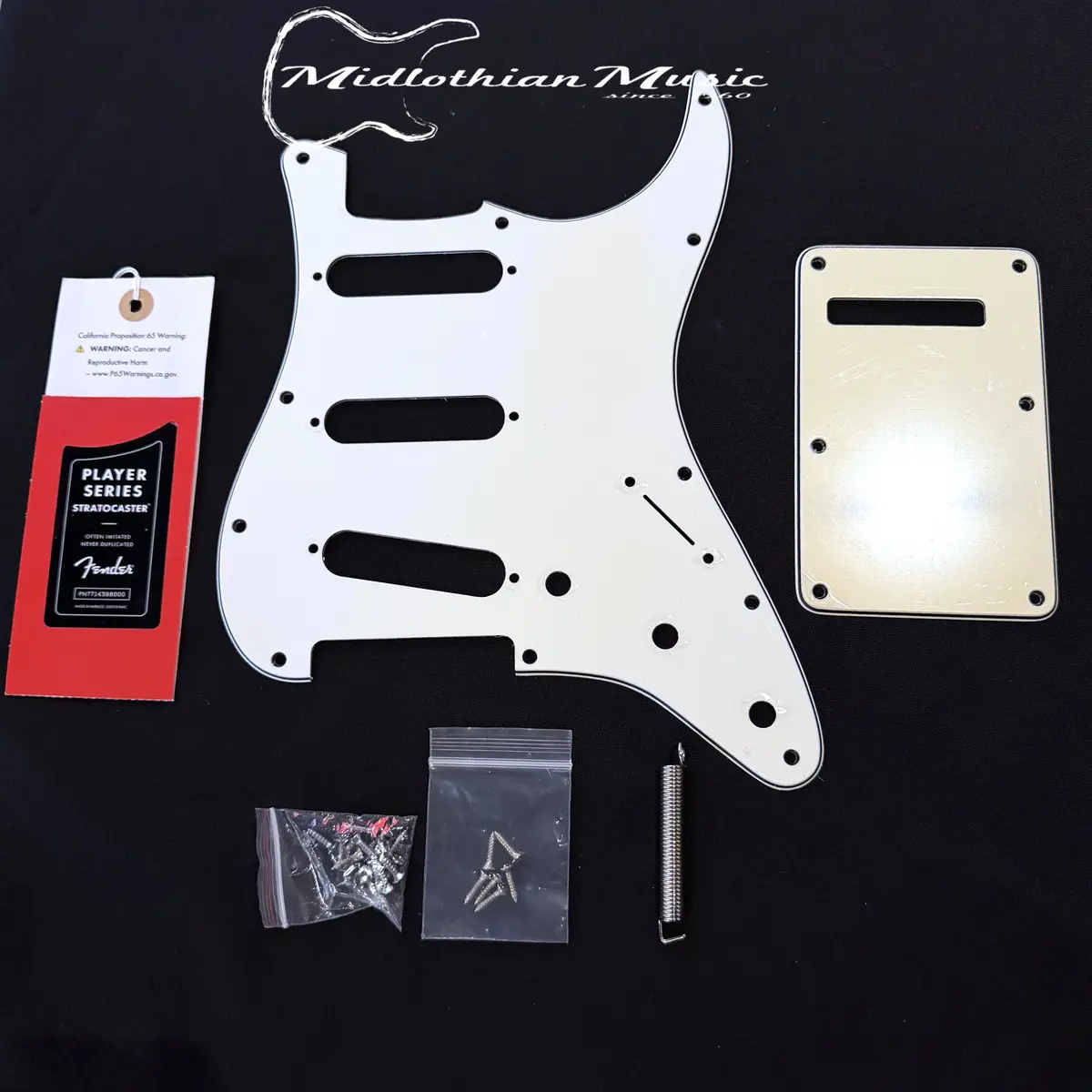 Fender Stratocaster Pickguard Set, Back Plate, Screws - White & Off-White Finish Used 1