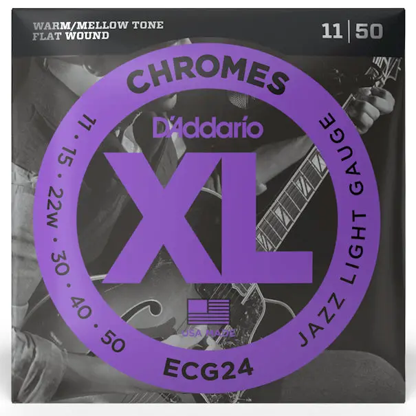 D'addario - Chromes - Flat Wound - Electric Guitar Strings - Ecg24 - Light - 11-50 Gauge (1 Pack) 1