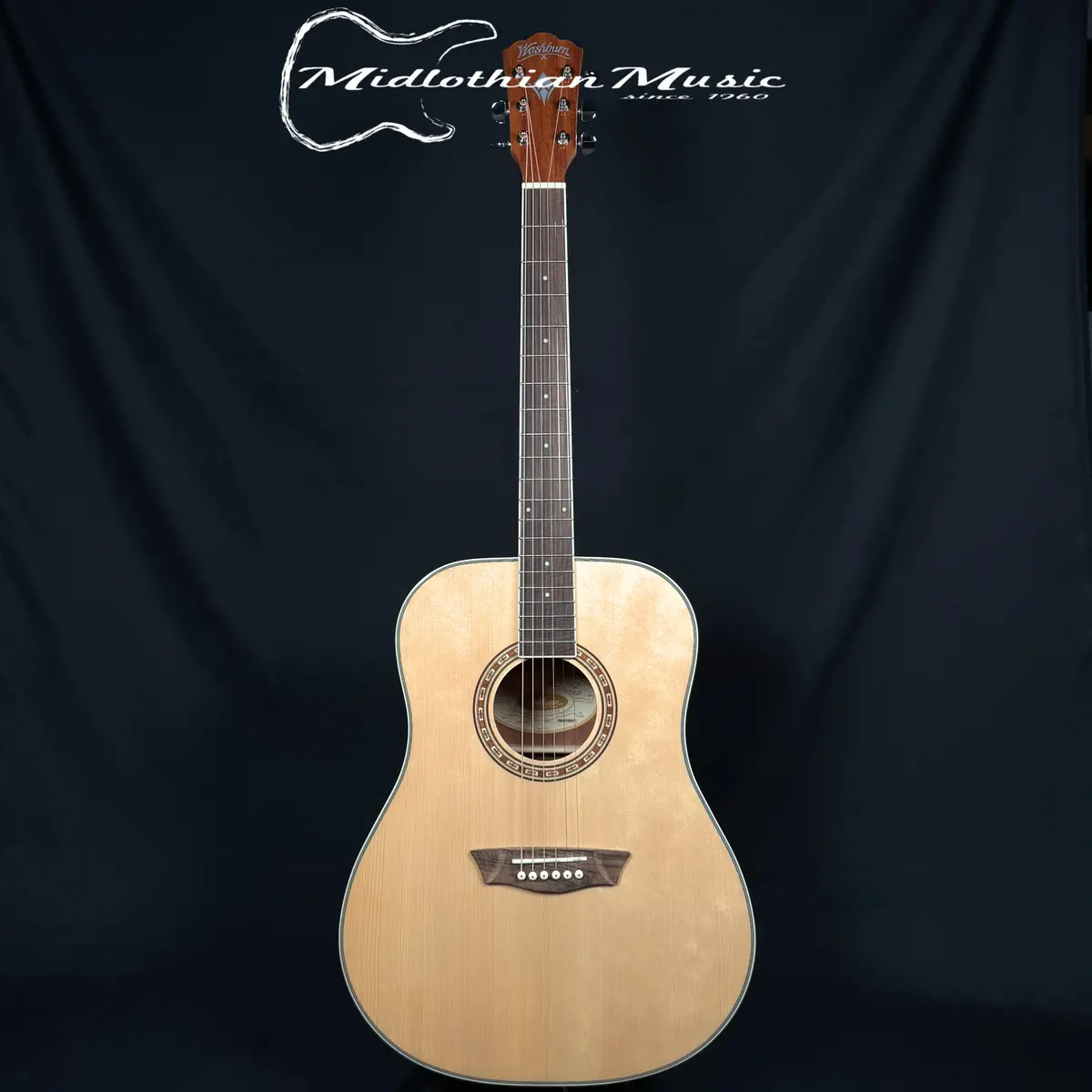 Washburn Wd7s-A - 6-String Acoustic Dreadnought Guitar - Natural Gloss Finish 1
