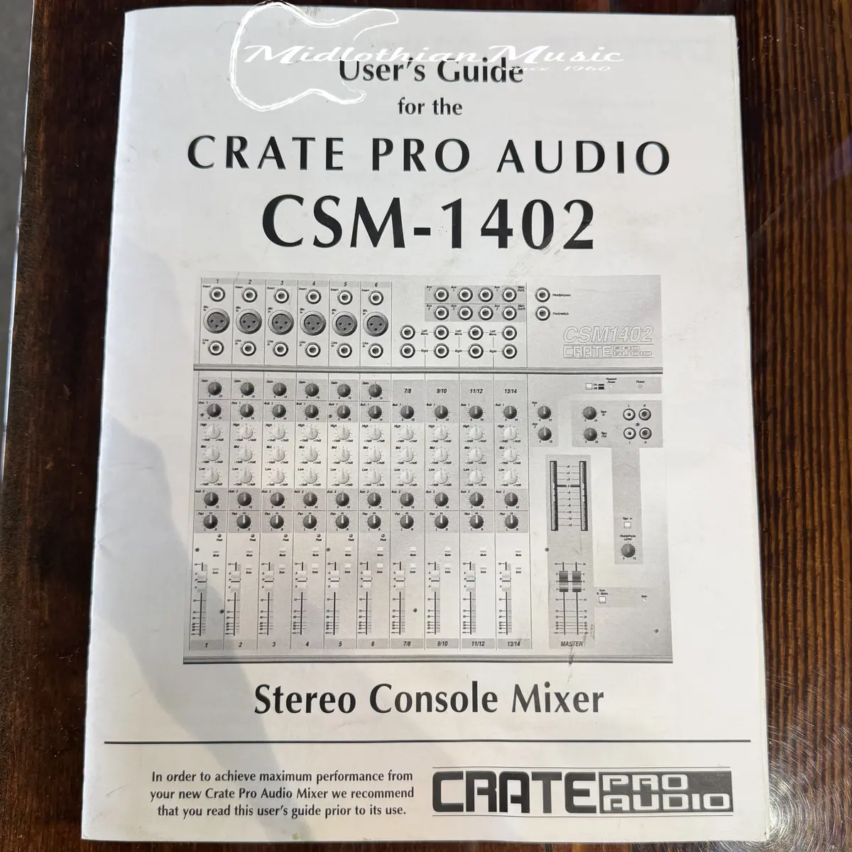 Crate Csm-1402 Mixer - Paper Manual - New Old Stock! 1
