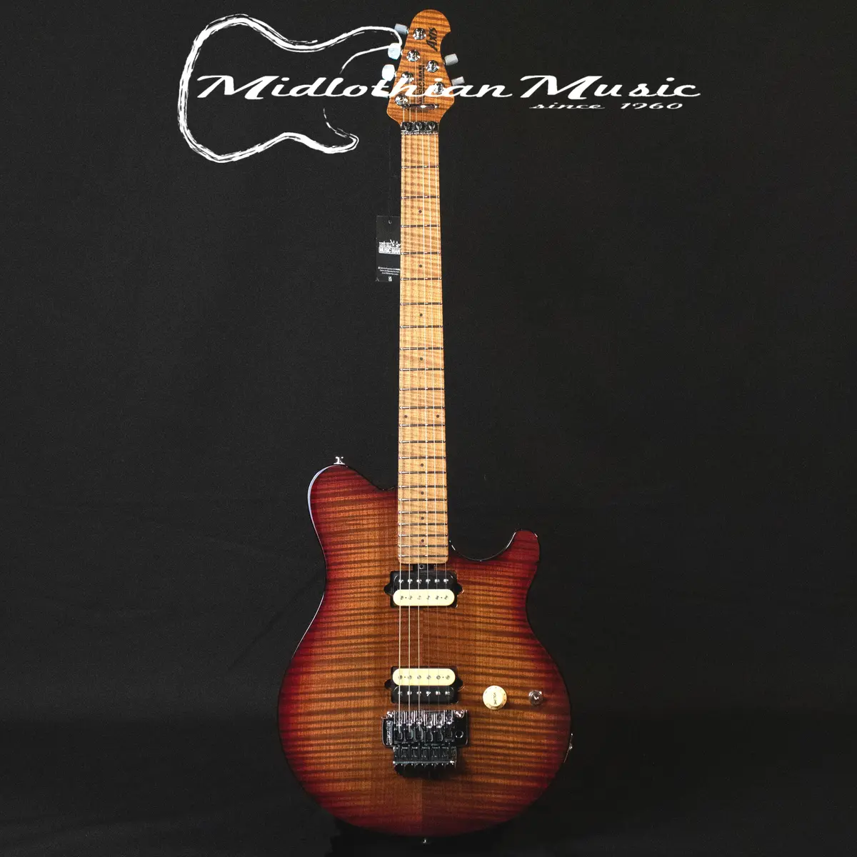 Ernie Ball Music Man Axis - 6-String Guitar - Roasted Amber Flame Gloss Finish W/Case 1