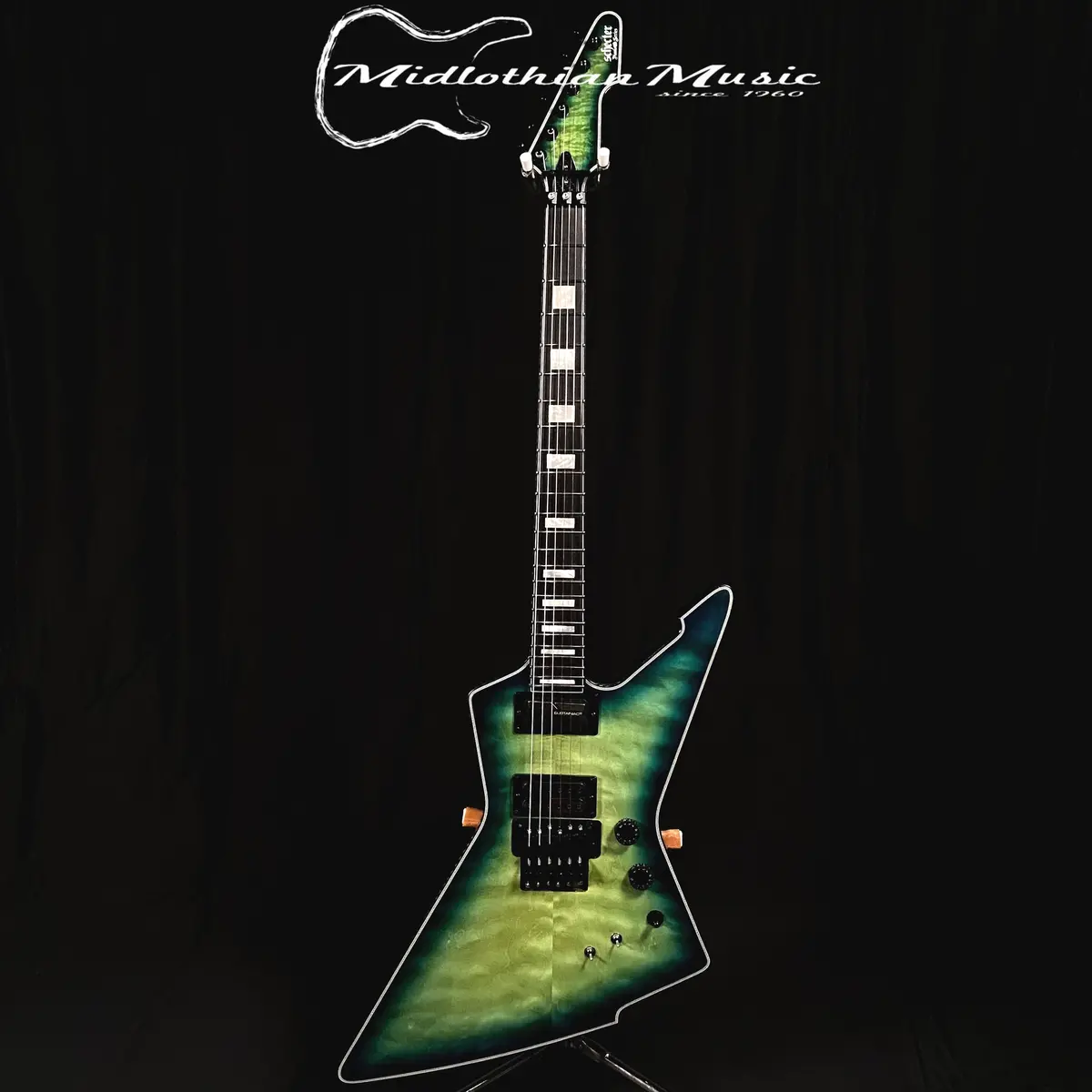 Schecter E-1 Fr S (Floyd Rose + Sustaniac Pickup) Special Edition - Green Burst Finish 1