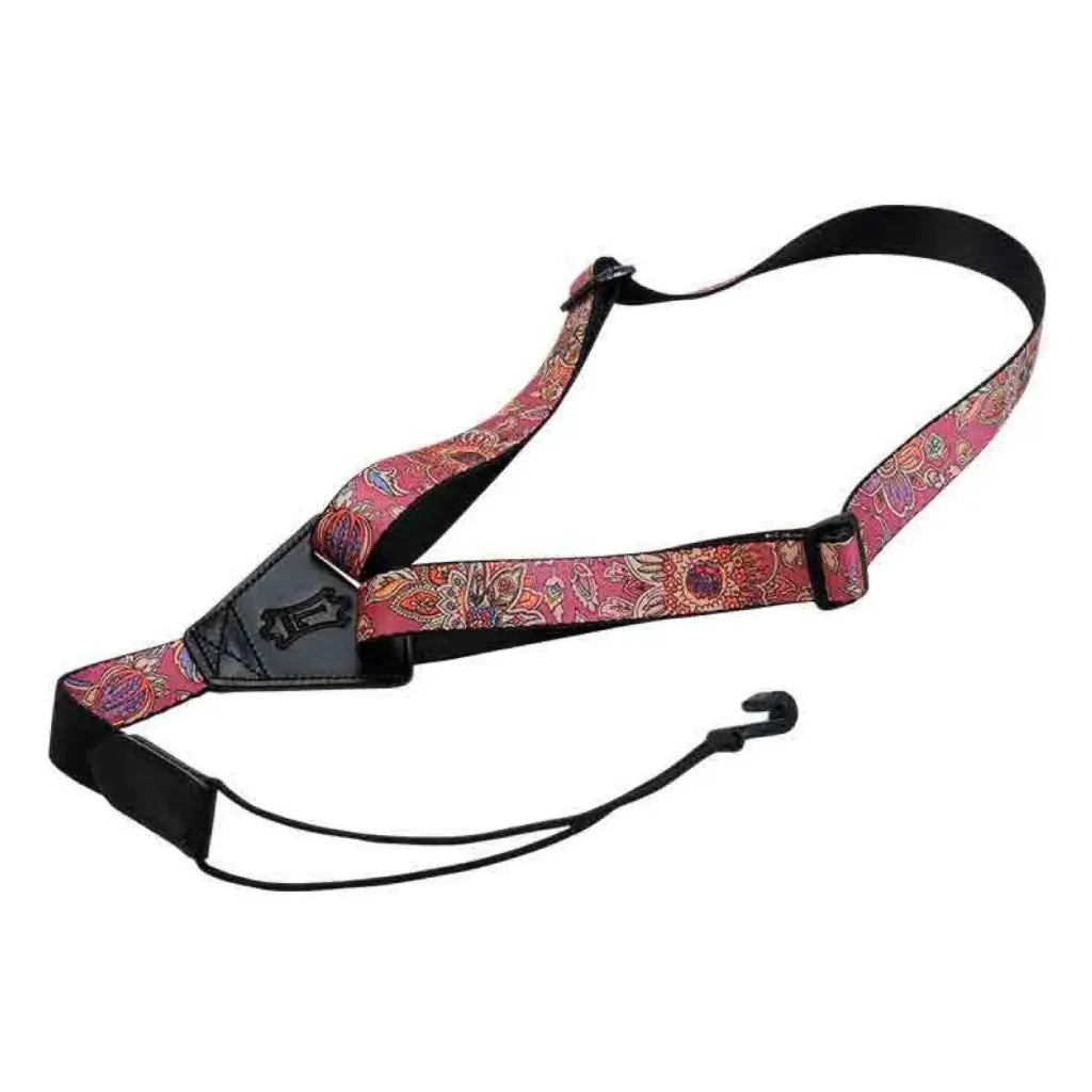 Levy's Straps - Mp20-001 Polyester Classical Ukulele Strap - Red Flower Pattern Finish 1