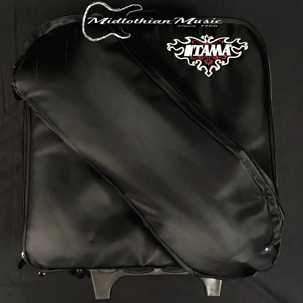Tama Snare Drum Outfit & Accessories W/Travel Bag & Wheels - Pf455bn - 14" X 5.5" - Black Chrome Finish - New Old Stock! Discounted! 1