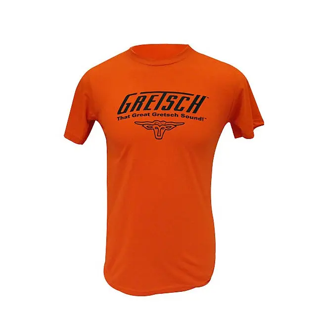 Gretsch T-Shirt - Steer Horns & Text Logos - Orange Finish (Xl) 1