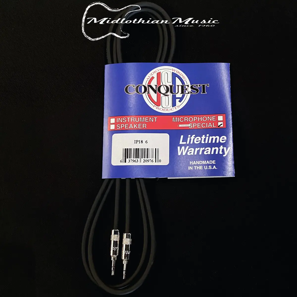 Conquest - Ip18 6 - 6' 1/8" Stereo To 1/8" Stereo (3.5Mm) Audio Interconnect Cable 1