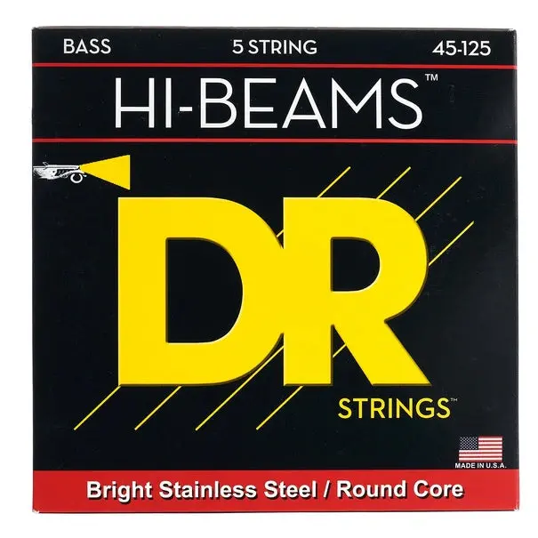 Dr Strings - Mr5-45 - 5-String Bass - Hi-Beam Stainless Steel Bass Guitar Strings - .045-.125 Medium (1 Pack) 1