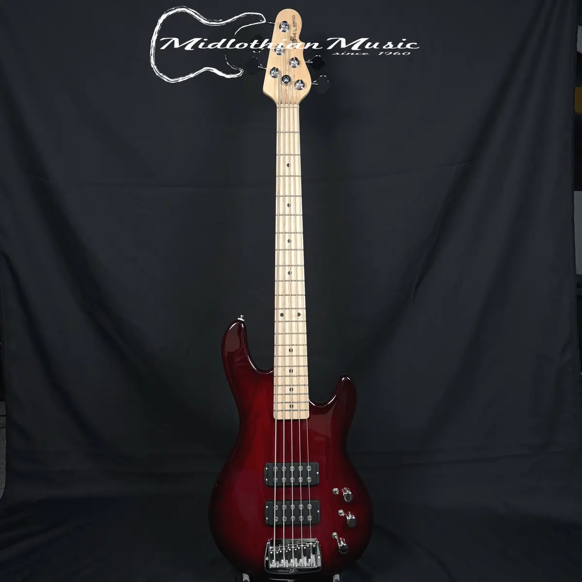 G&L Tribute L-2500 - 5-String Active Bass Guitar - Red Burst Finish 1