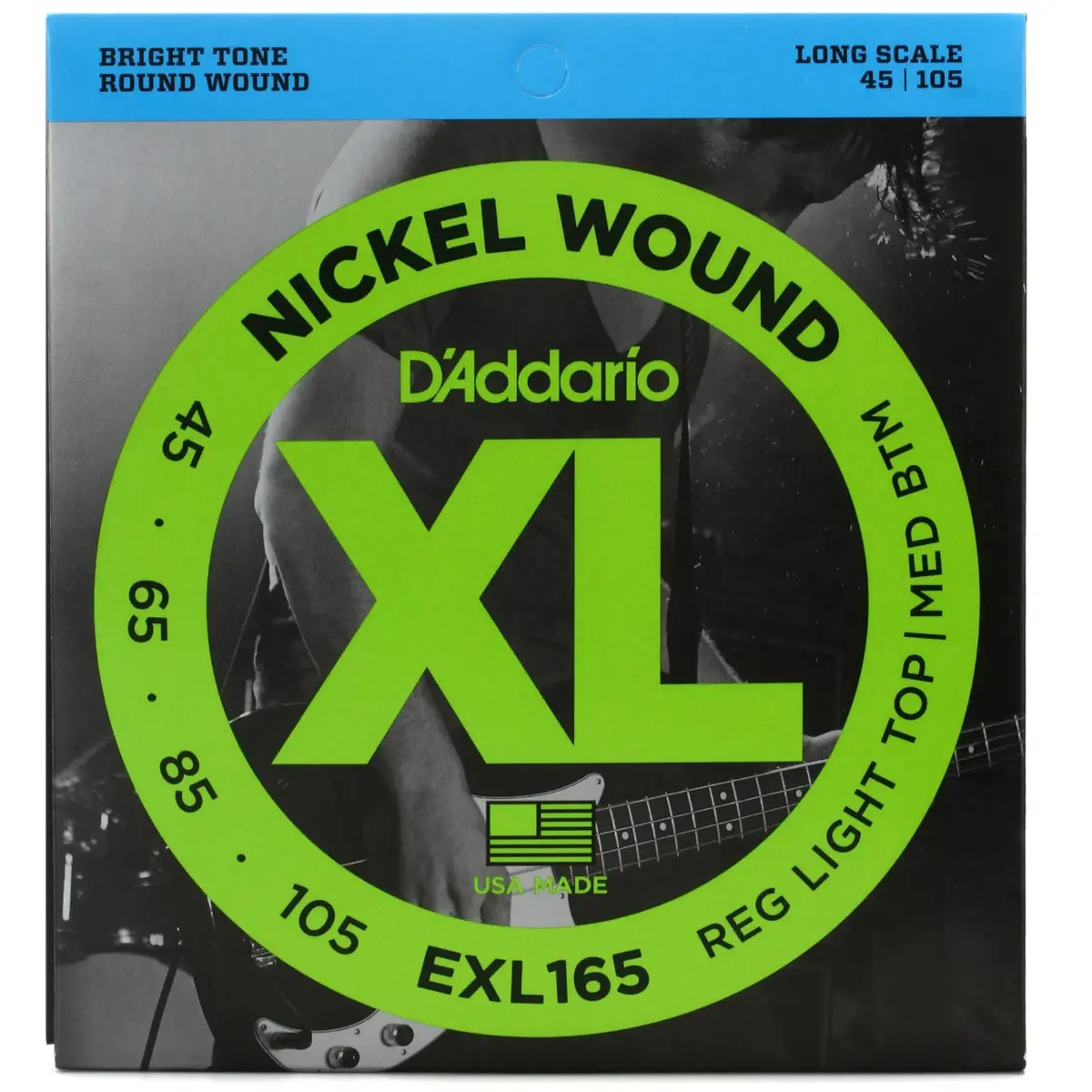 D'addario Exl165 - Nickel Wound 4-String Bass Guitar Strings - .045-.105 - Regular Light Top/Medium Bottom - Long Scale (1 Pack) 1