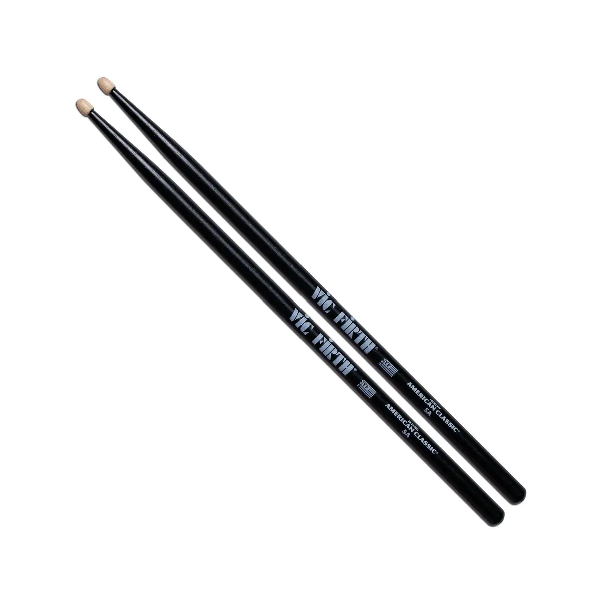 Vic Firth American Classic 5A Hickory Drumsticks - Black Finish (1 Pair) 1