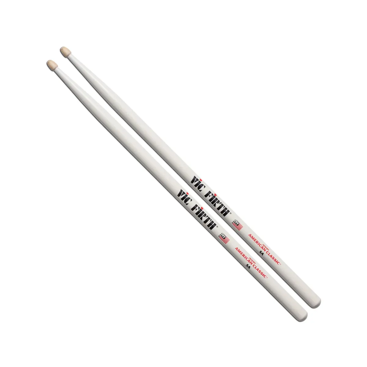 Vic Firth American Classic 5A Hickory Drumsticks - White Finish (1 Pair) 1
