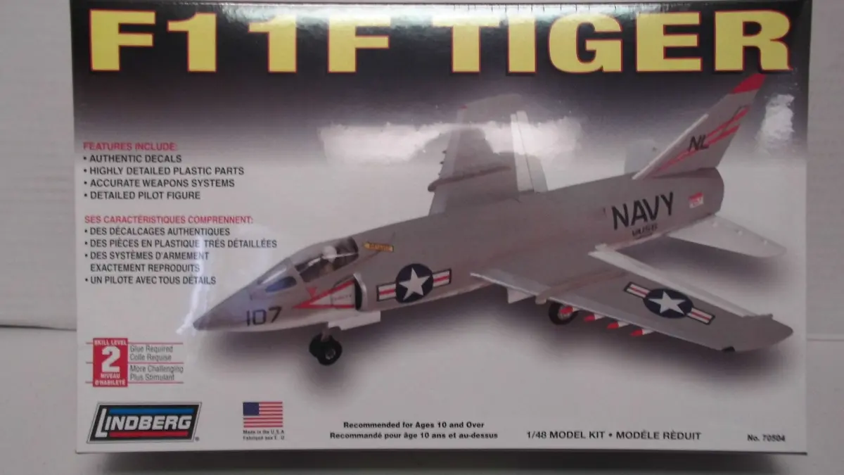 Lindberg F11f Tiger 1/48 Scale Model Kit #70504 1