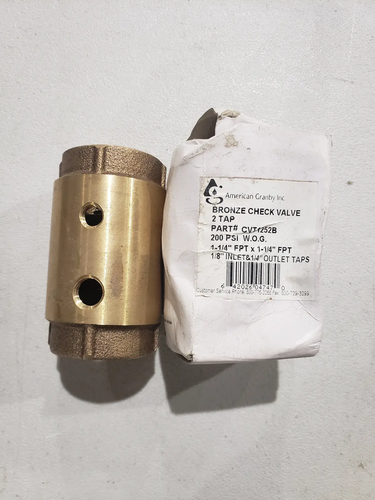 American Granby - 800 Series Double Tap Check Vavle - 1 1/4 - Wog - Cvt1252b 1