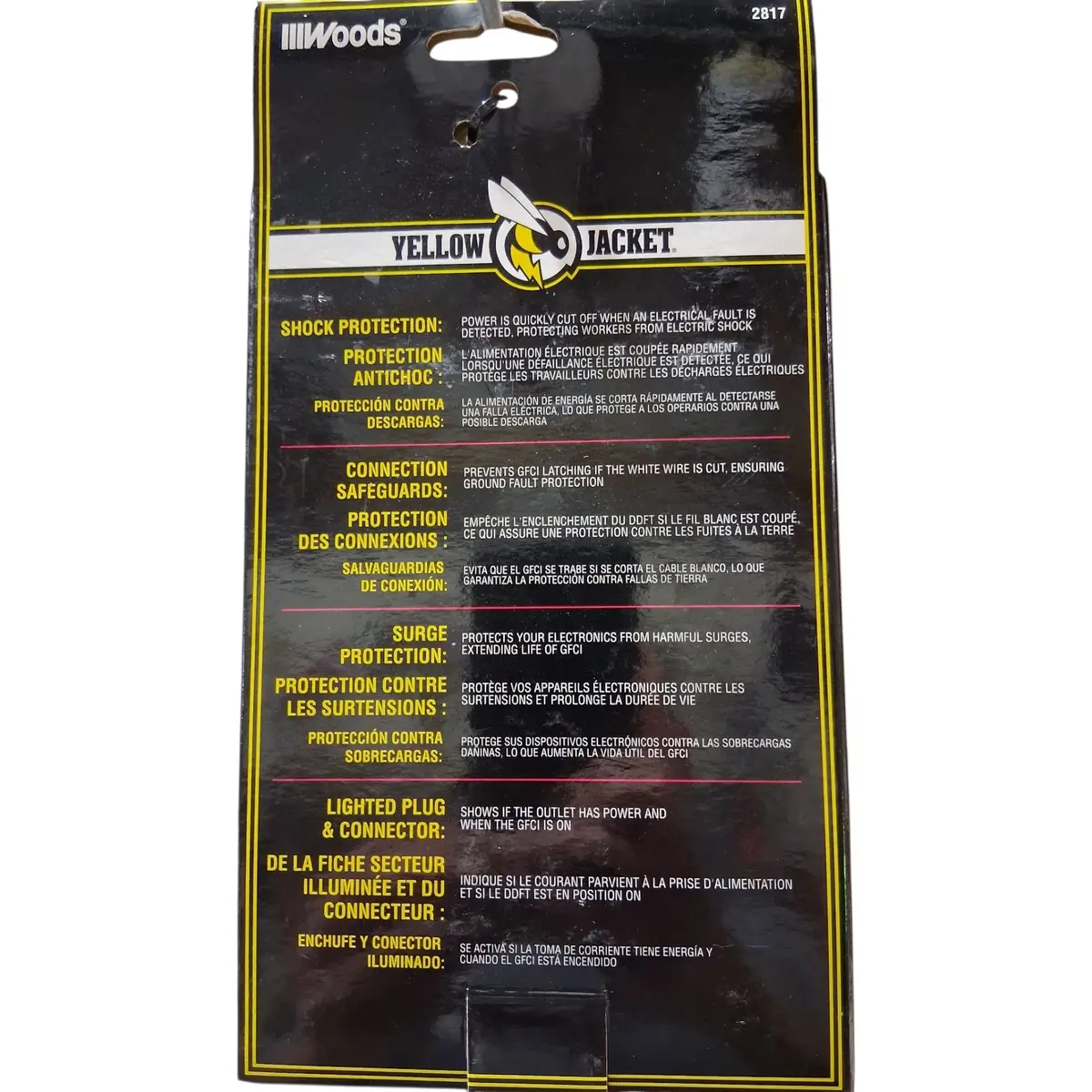 Yellow Jacket In‑Line Gfci — 2 Ft. 12/3 Sjtw Cord With Lighted Receptacle, Yellow 2