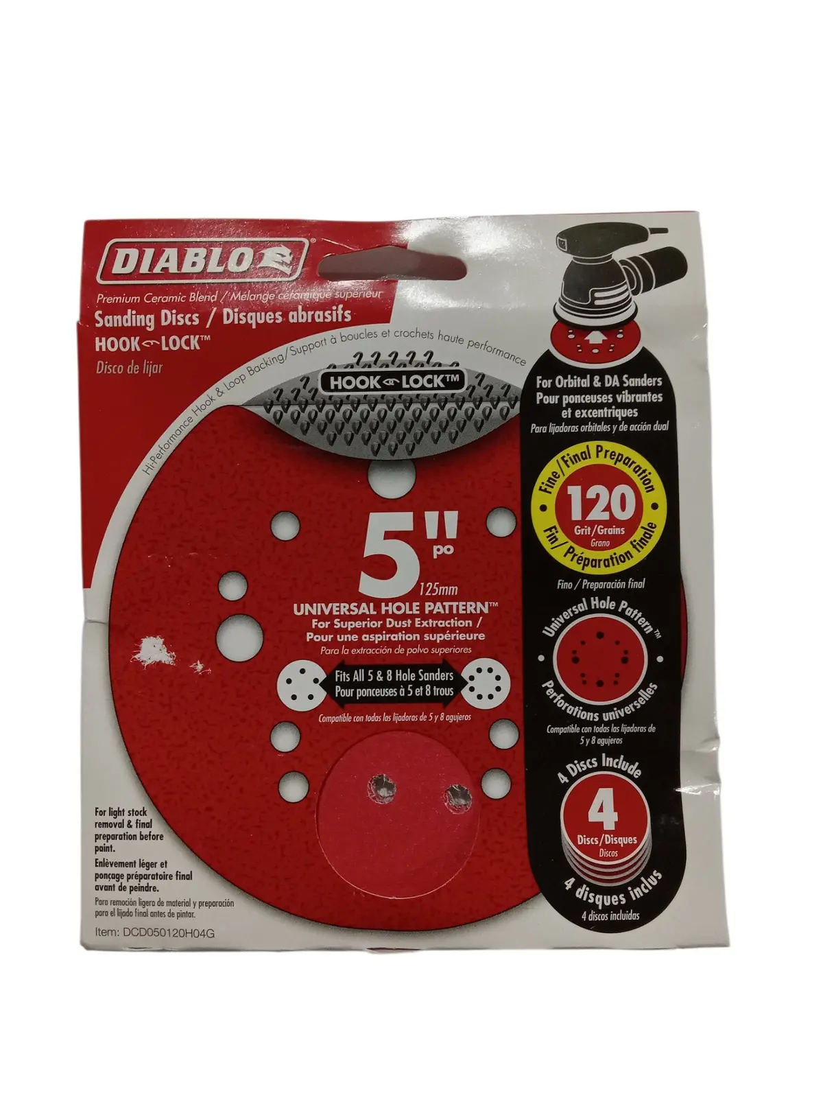 Freud Dcd050120h04g Random Orbit Sanding Disc, 5", 4 Pk 1
