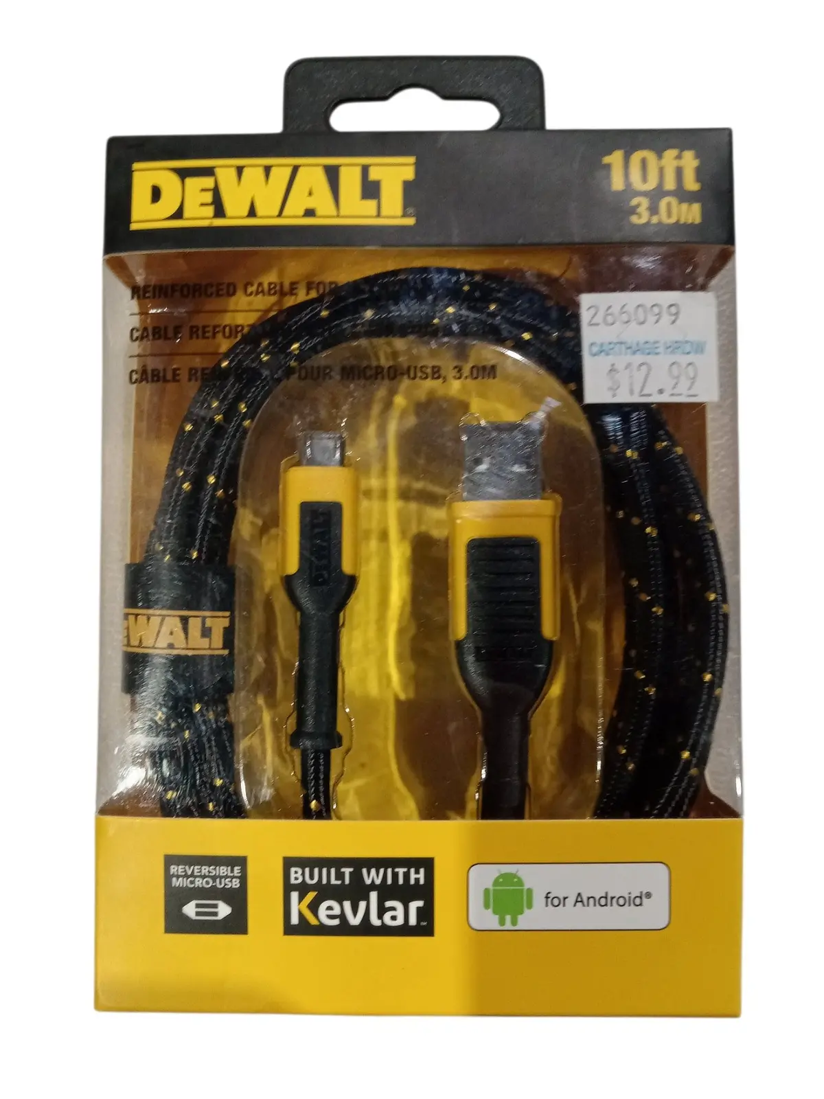 Dewalt, Reinforced, Braided Cable, Micro-Usb, 10 Ft. 1