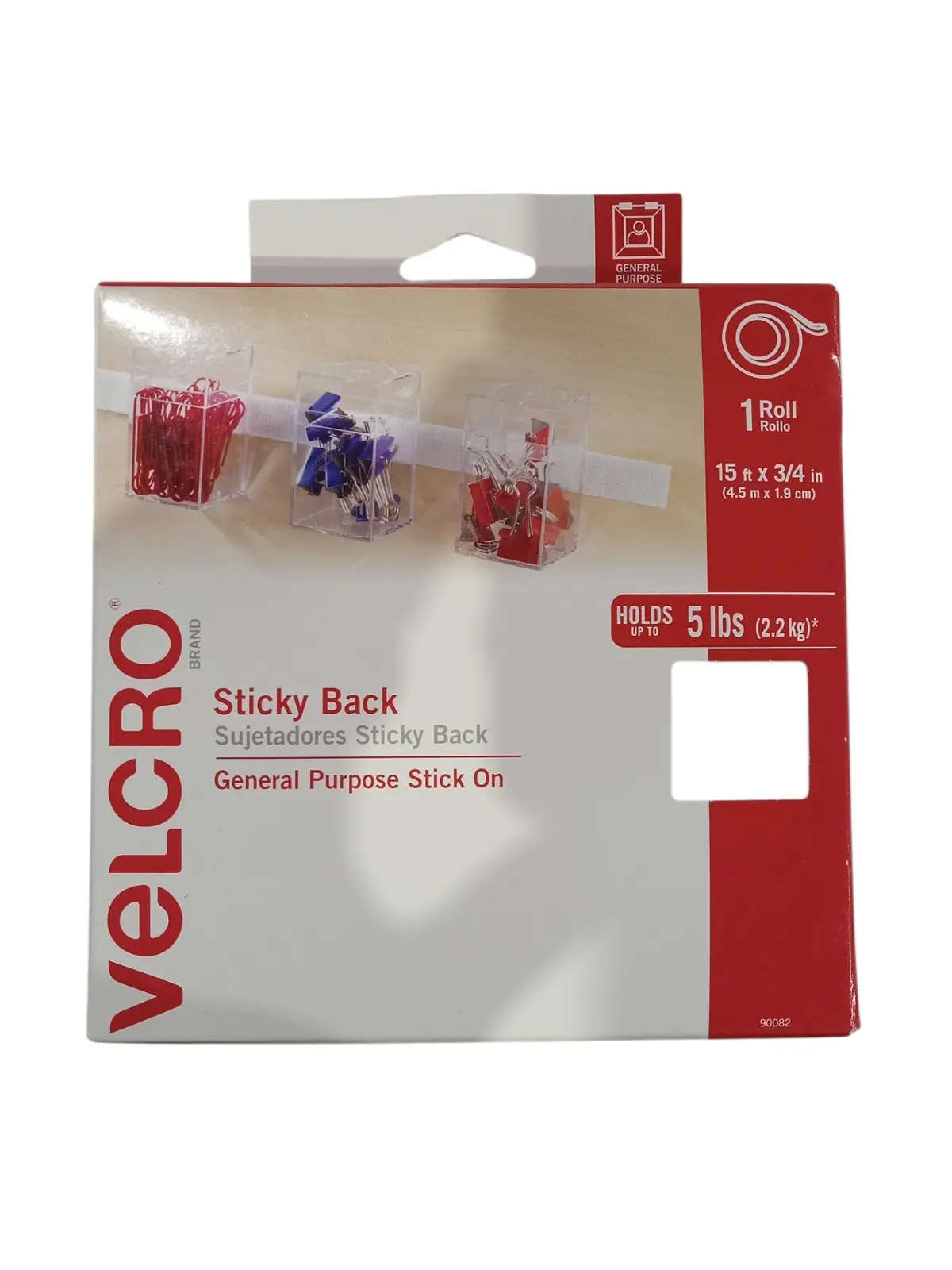 Velcro, 15Ft X 3/4In, White Tape, Roll, Adhesive, Stick On, Hook And Loop Fasteners 1