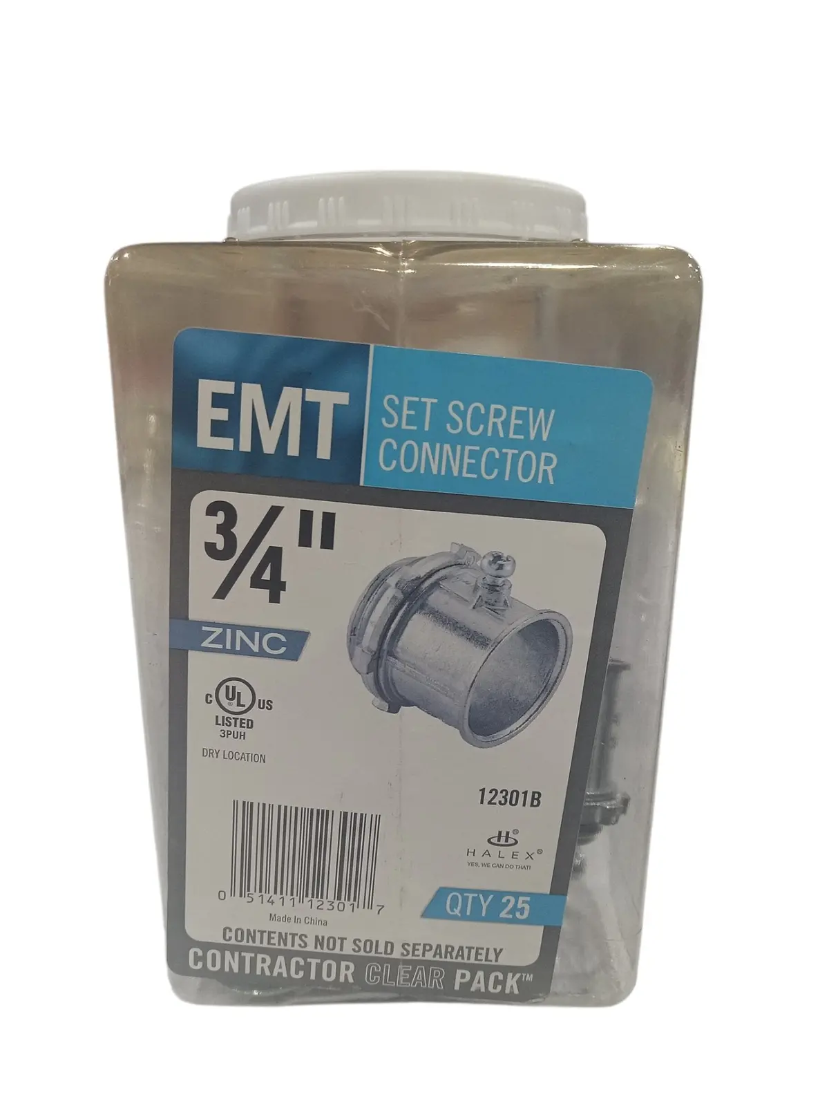 Halex, 12107B, 3/4"Set Screw Connectors, Emt Fitting, Zinc Die Cast, 25Pk 1
