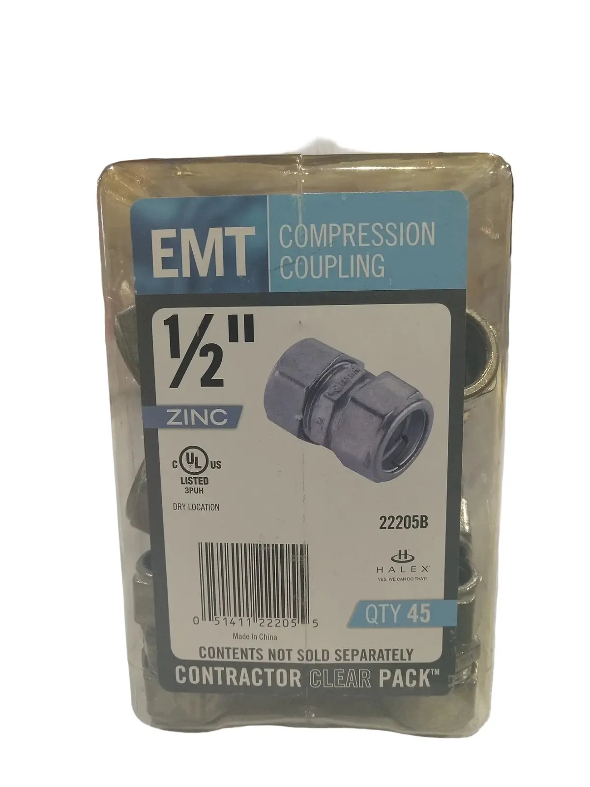Halex, 22205B, Electrical, Metallic, Tubing Compression, Coupling, 1/2", 45Pk 1