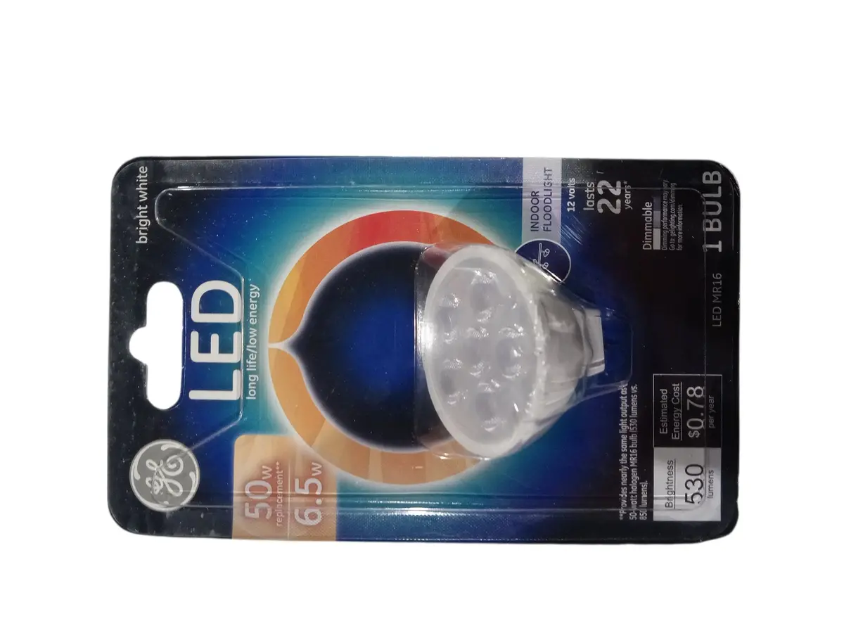 Ge Led Flood Light Bulb  Bright White  Clear  Mr16  500 Lumens  7-Watts 1