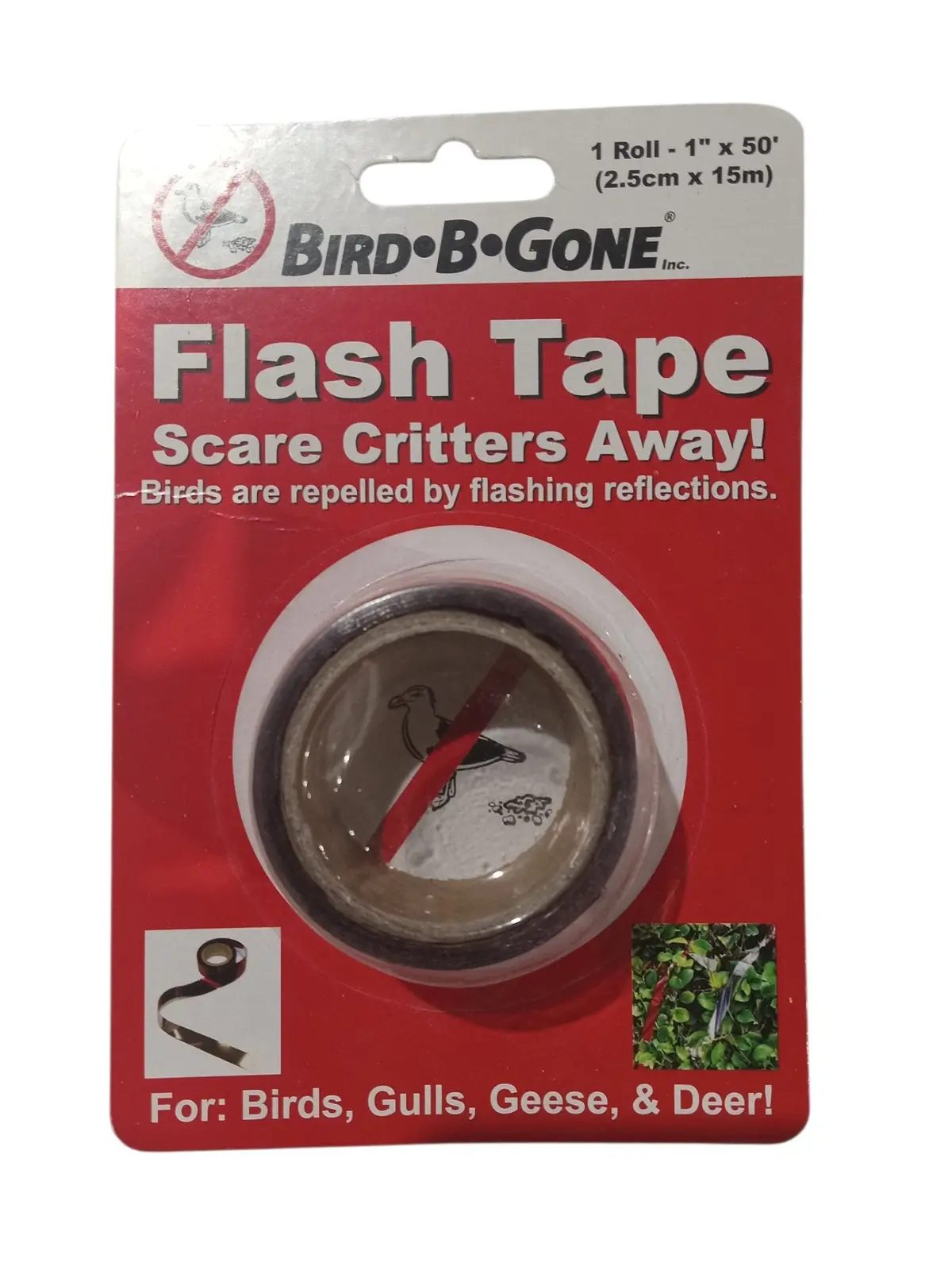 Bird B Gone 1Ft. X 50Ft. Animal Repellent Flash Tape Roll Mmft-050 1