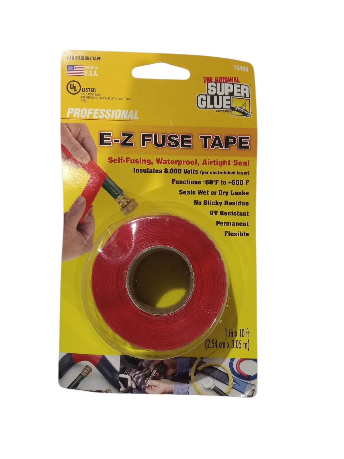 The Original Super Glue 11710156 E-Z Fuse Silicone Tape  Red  1-In. X 10-Ft. - Quantity 1 1