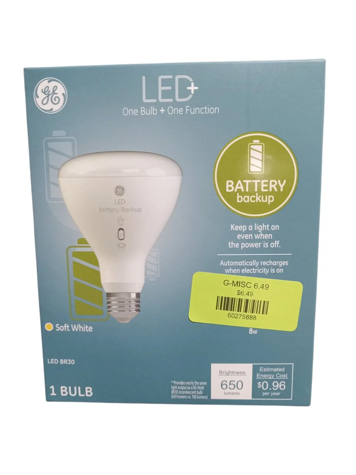 Ge Household Lighting Ge Led Battery Back Up Br30 Light Bulb Soft White 1