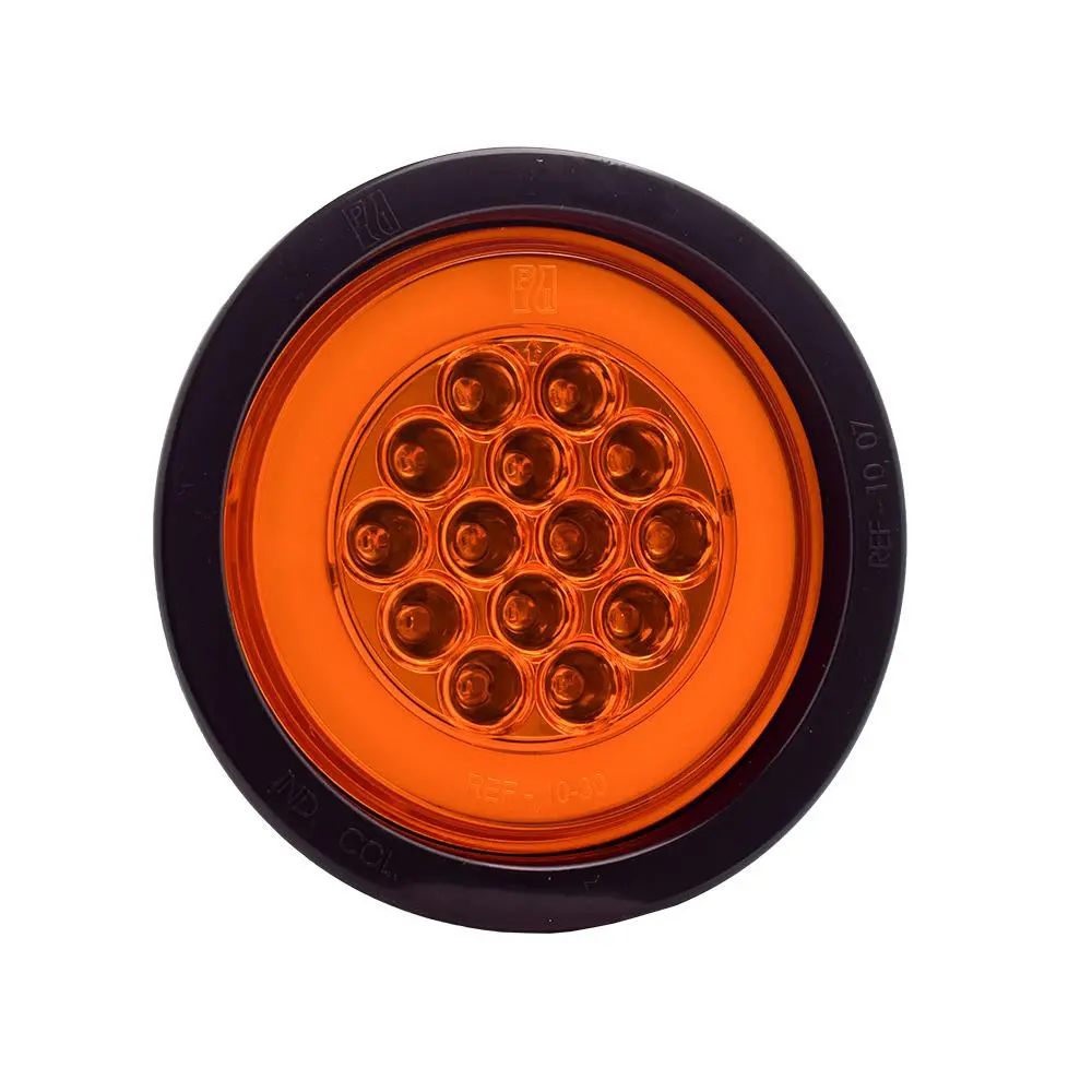 Faro Posterior 4" Ojo De Angel Aro Jebe 12V 24V Ambar 1030E 1