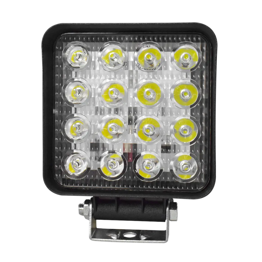 Faro De Trabajo Cuadrado Base Pesada 16 Luz Led 48W 12/36V Blanco Prunuz 1