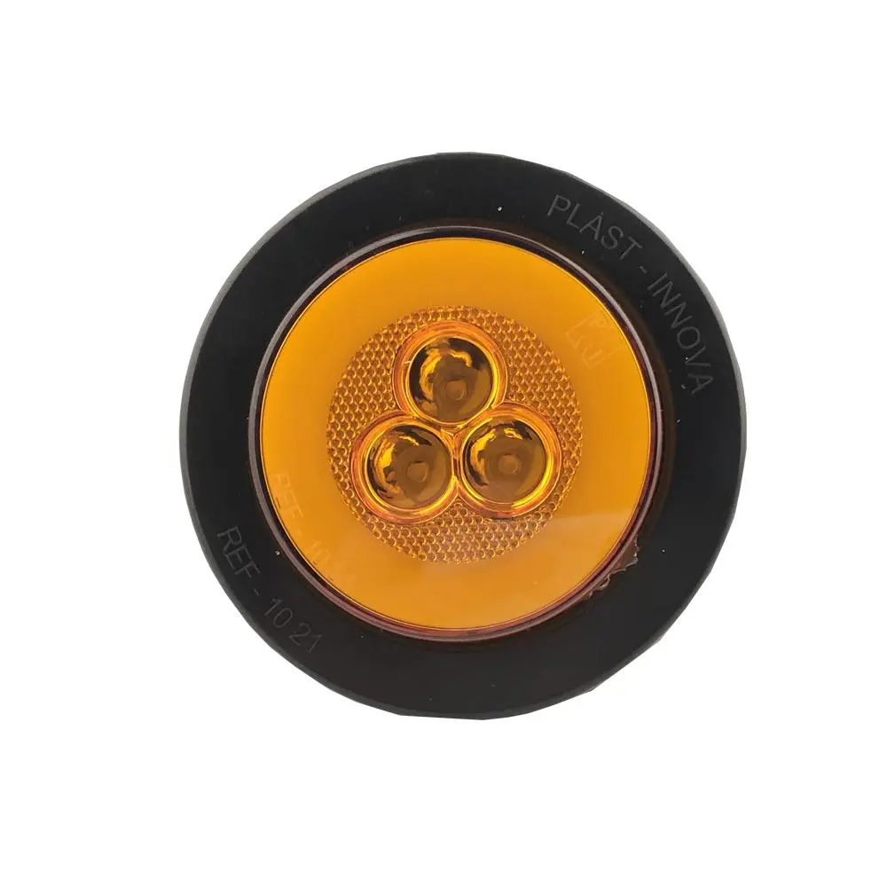 Faro Lateral Redondo 2.5" 12Led 12V 24V Aro Jebe Ambar 1051E 1
