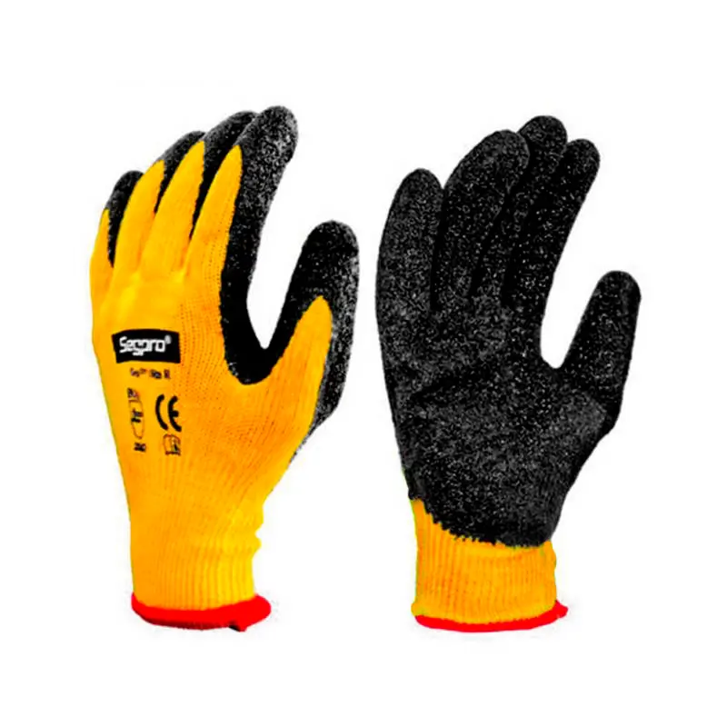 Guantes Poli Algodón Con Palma Látex G-Flex Talla M Amarillo/Negro Segpro 1